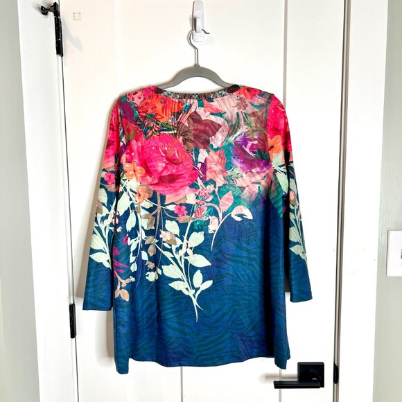 Soft Surroundings Floral Bright Colorful Soft Boho Preppy Tunic Top Sz Large - Picture 4 of 4